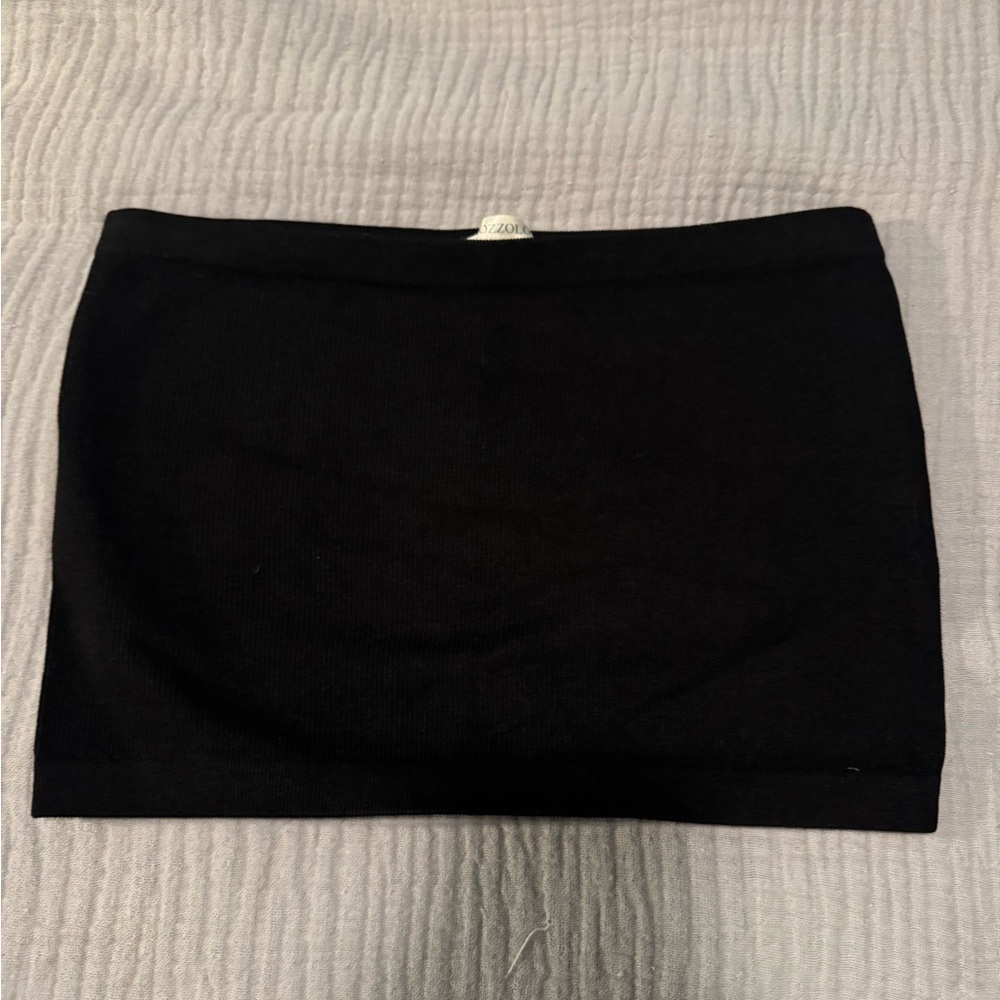 Black Knit Tube Top- Women's Stretch Tube Top